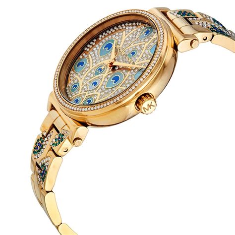 Michael Kors Sofie Quartz Crystal Peacock Feather Motif Dial 